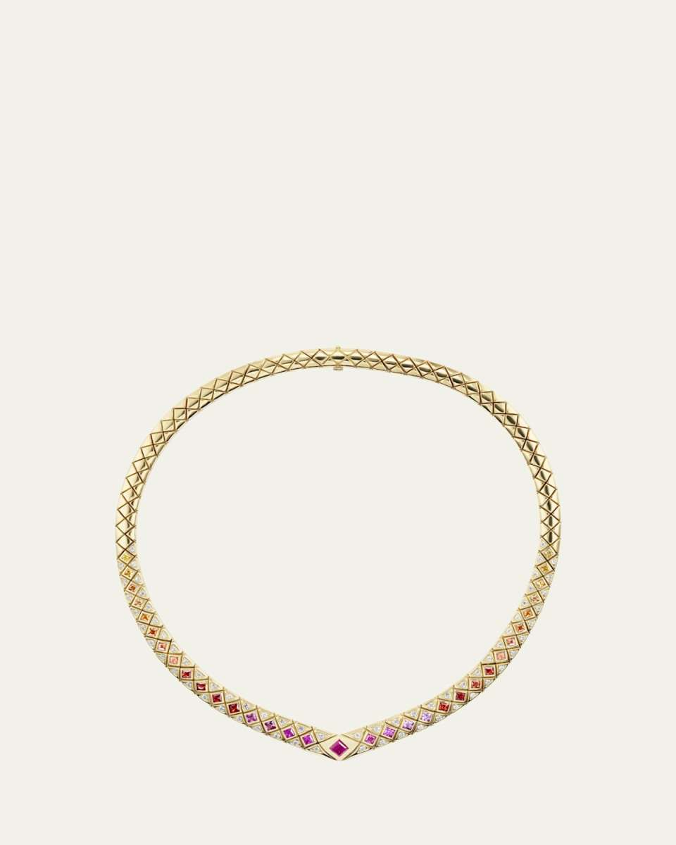 Bliss Collar Necklace with Multicolor Sapphires, Rubies and Diamonds